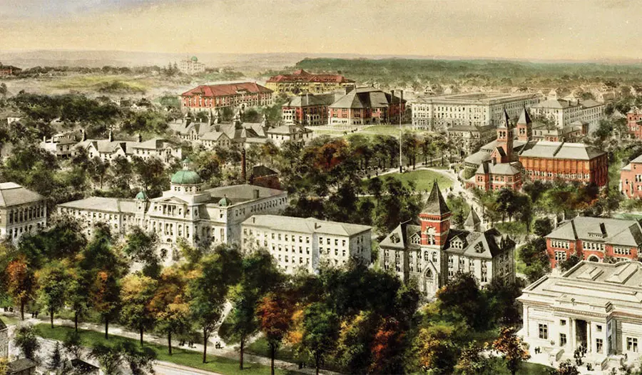 A drawing of University of Michigan's campus from 1907.