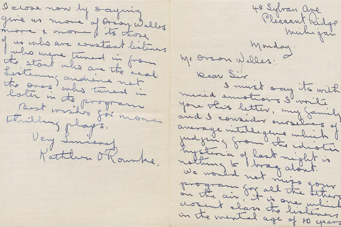 Handwritten card signed by Kathleen O'Rourke.