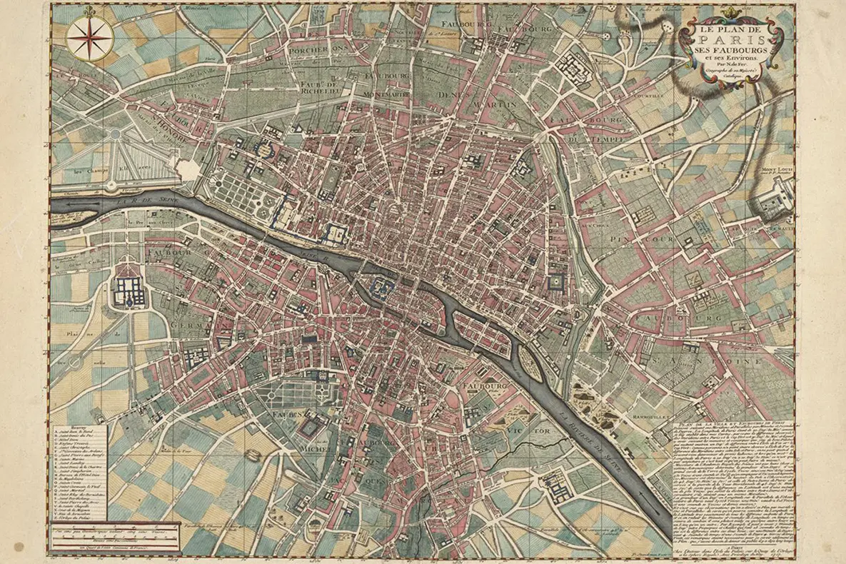 Map of Paris suburbs and surroundings from the 18th century