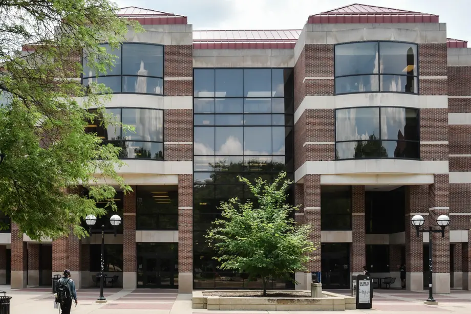 exterior of the shapiro library from the diag entrance