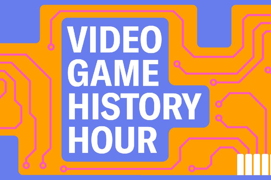 Video Game History Hour on a background of circuits.