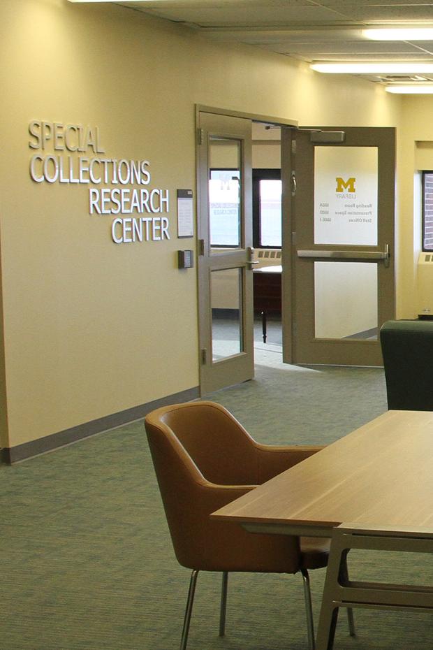 Entrance to the Special Collections Research Center with the door open.