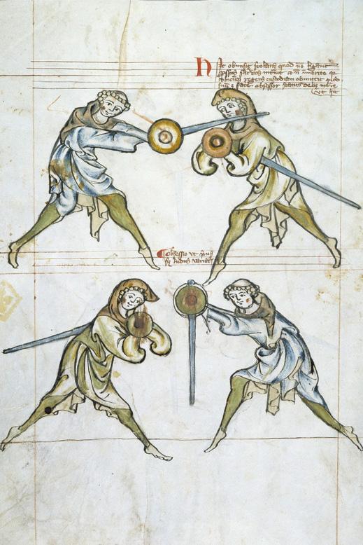 A page from the fightbook with illustrations of two illustrations of pairs in combat.