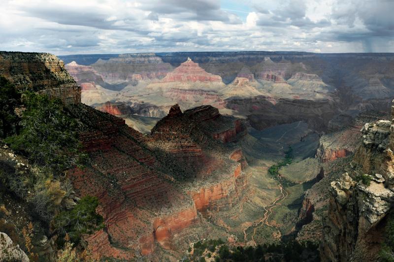 View of the Grand Canyon, taken from above.